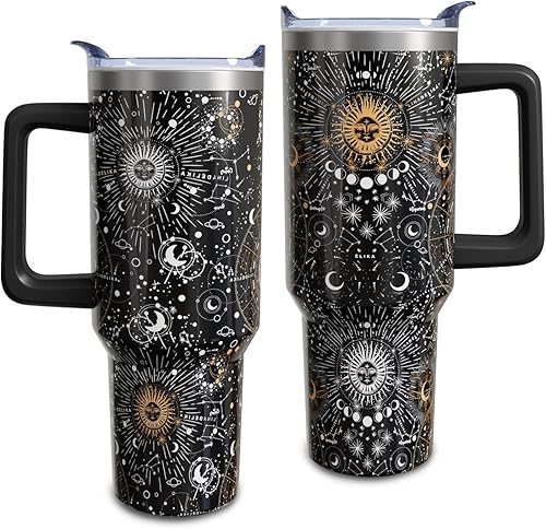 Vaso de 40 onzas con asa y pajita, taza de acero inoxidable de camuflaje extra grande con aislamiento al vacío de doble pared, taza de viaje,