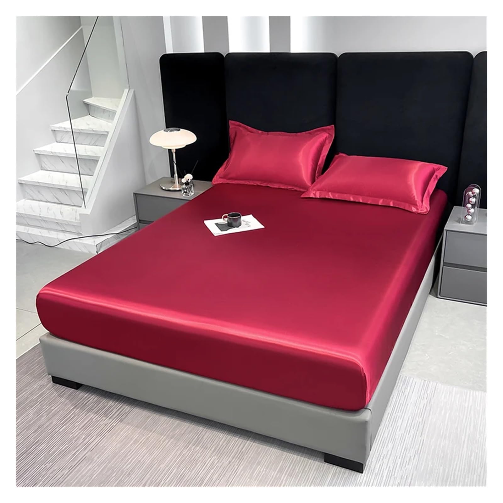 Drap-housse imperméable en satin 160x200 cm de couleur unie