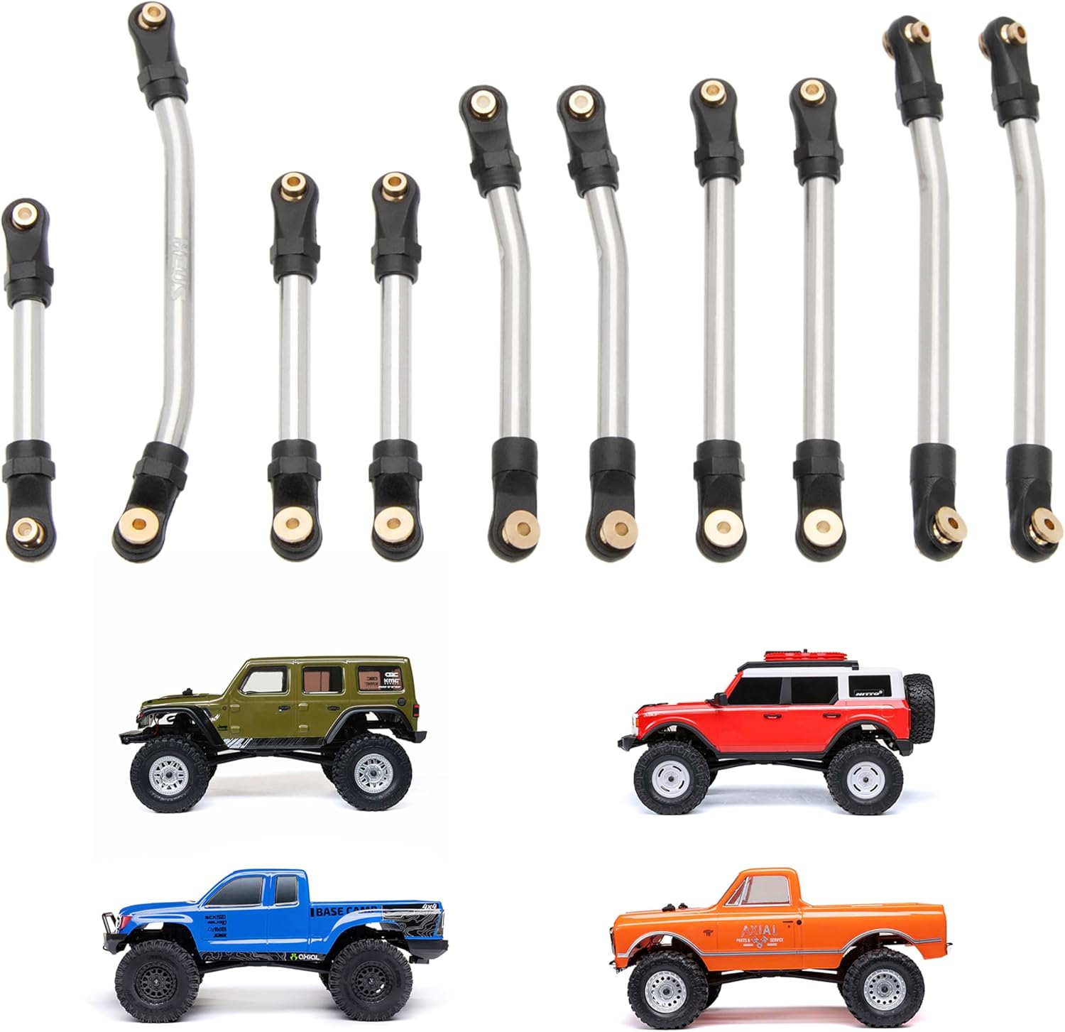 MEUS Racing SCX24 Links Metal High Clearance Chassis Links & Steering Links Set for Axial SCX24 C10 Bronco Wrangler 1/24 RC Crawler(Aluminum Alloy)