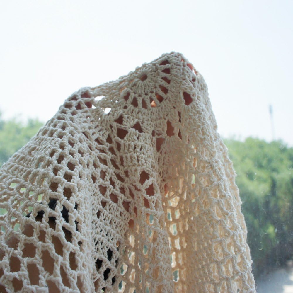 Get Special Price USTIDE 70 Crochet Round Tablecloth Beige Cotton Lace Table Overlays Handmade Crochet Floral Design Table Covers