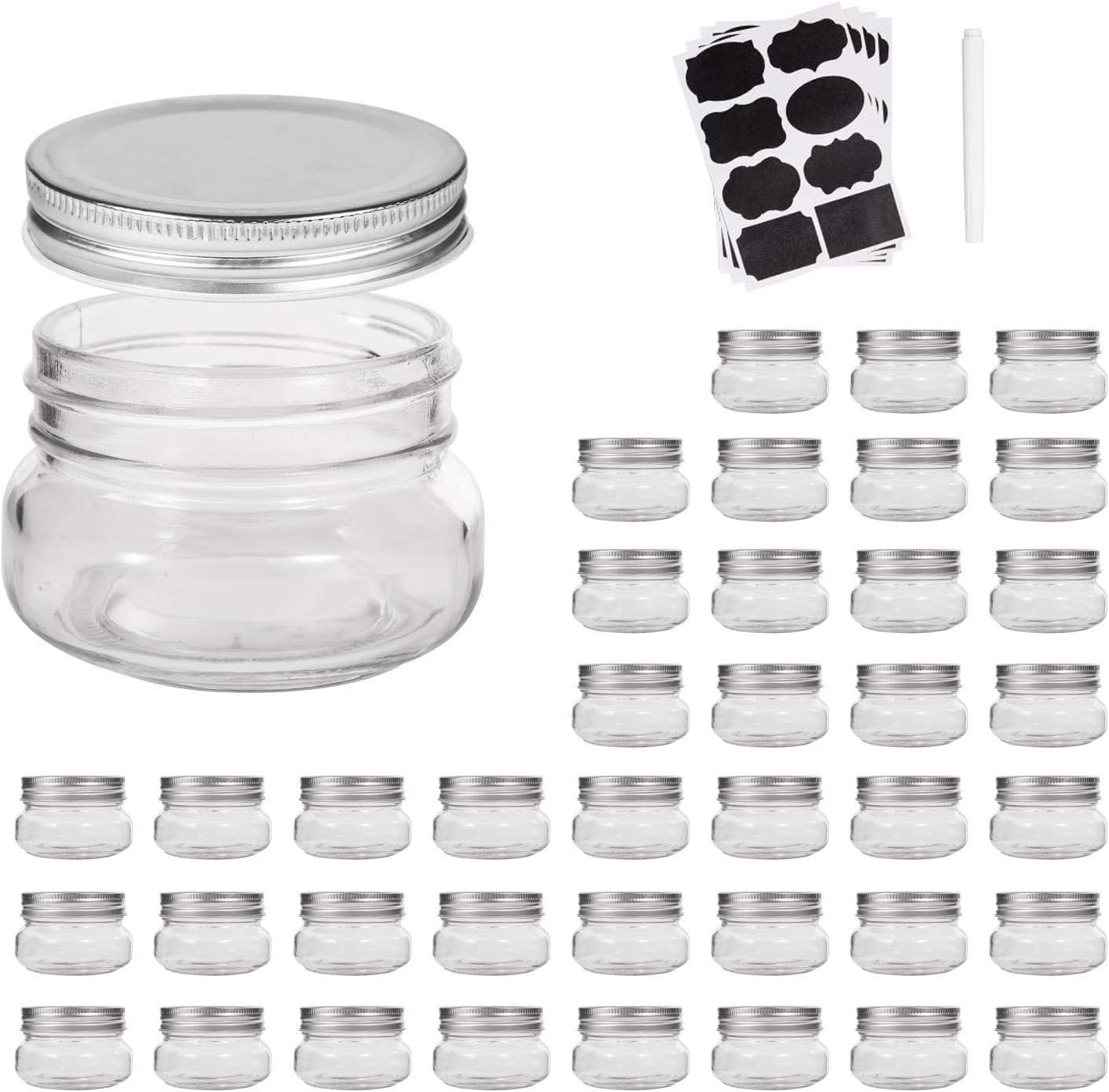 Accguan Mini Mason Jars,glass jar 5OZ With Lids๏ผSilver,Ideal for Jam,Honey,Wedding Favors,Shower Favors,40 PACK