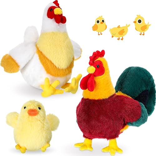 Miniatura 1 de Skylety Juego de 3 juguetes de peluche de pollo, juguete de peluche de pollo, lindo gallo de peluche, juguetes de pollito para baby shower, fiesta,
