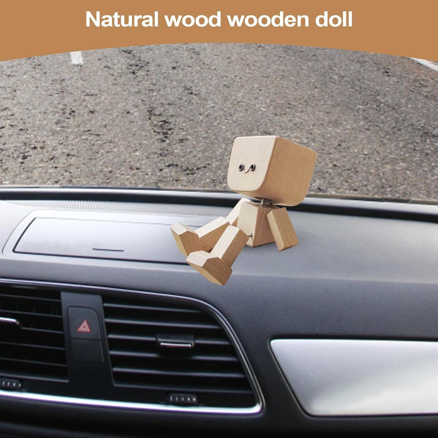 車用オーナメント,ユーモラス 木製 揺れる足 磁石ベース付き - かわいい車アクセサリー 12種類の交換可能な表情付き トラック 日