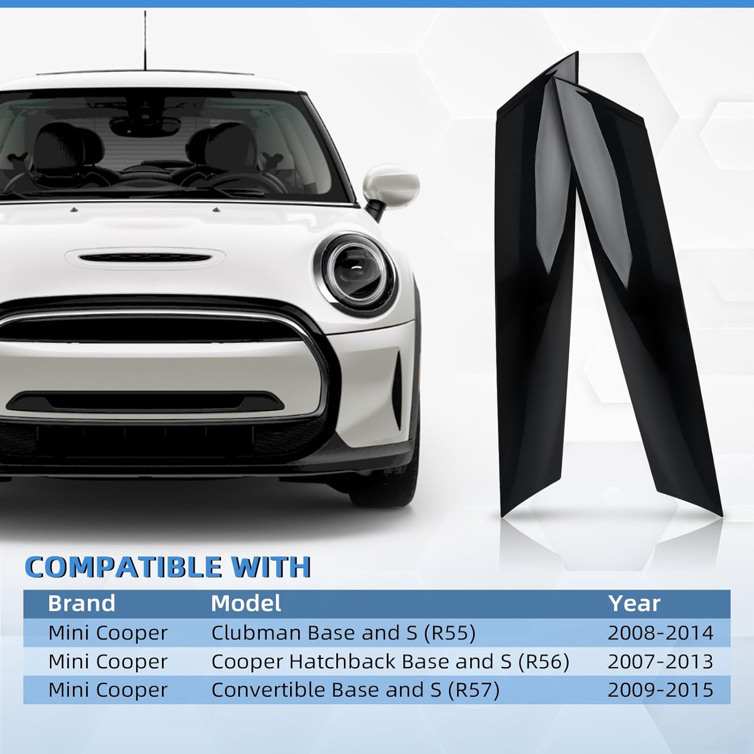 Windshield Post Trim A Pillar Molding Cover Compatible with Mini Cooper R55 R56 R57 2007-2015,Driver &Passenger Side Replaces 51137272583 51137272584