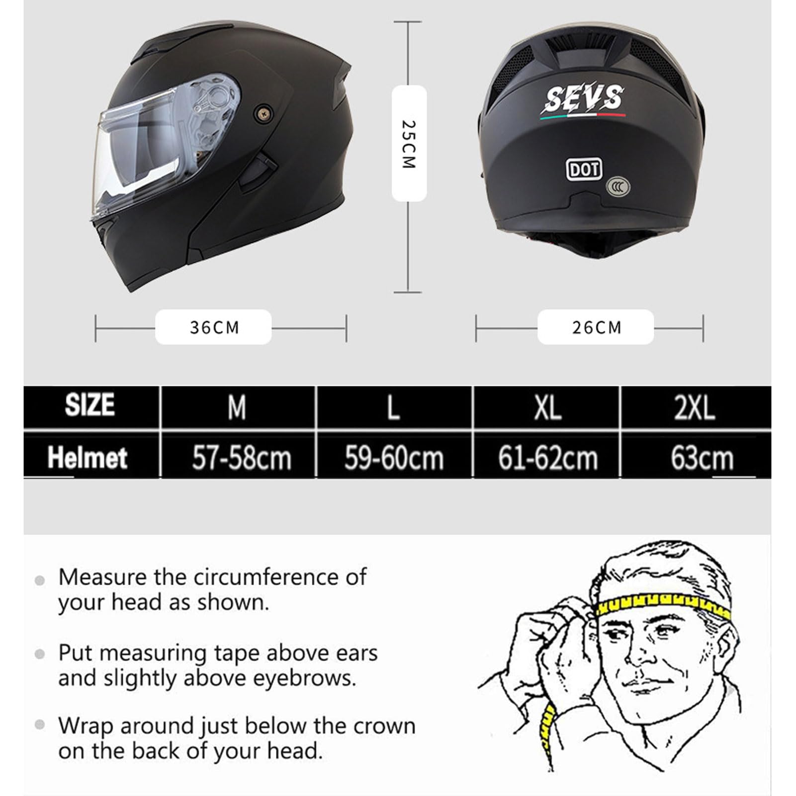 Kask motocyklowy Bluetooth z osłoną przeciwsłoneczną Kask motocyklowy pełnotwarzowy z homologacją DOT/ECE, kask motocyklowy dla dorosłych Kask motocyklowy modułowy (C L)