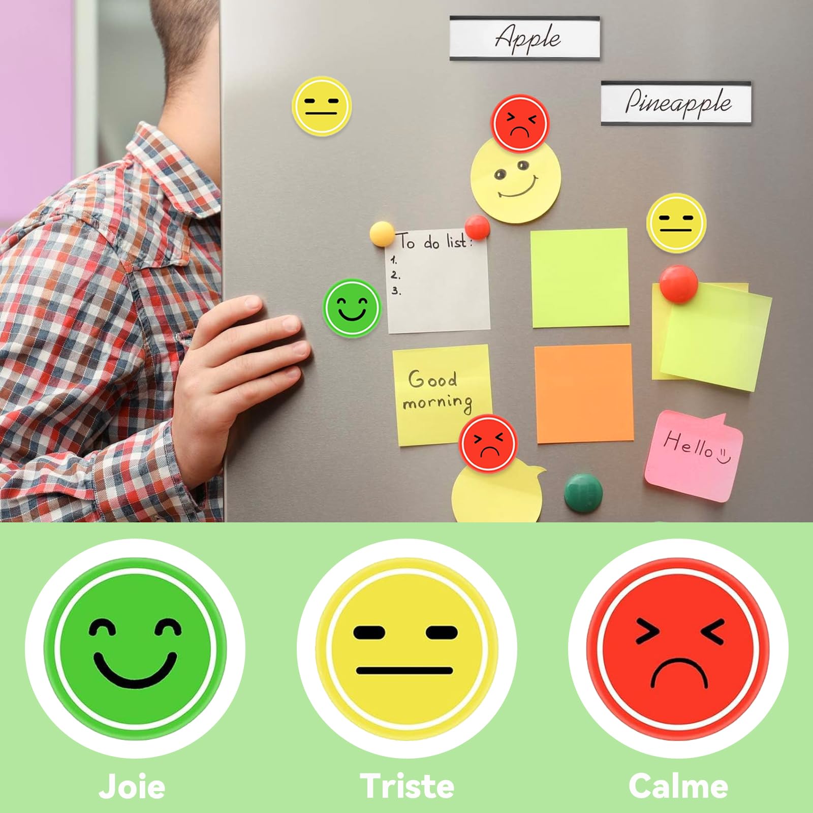 30 sztuk okrągłych magnesów Smileys ø 2,5 cm śmieszne kolorowe magnesy emotikony magnesy na lodówkę dla dzieci z pudełkiem do przechowywania nastroju, grafiki nagrody, do tablic klasowych biur