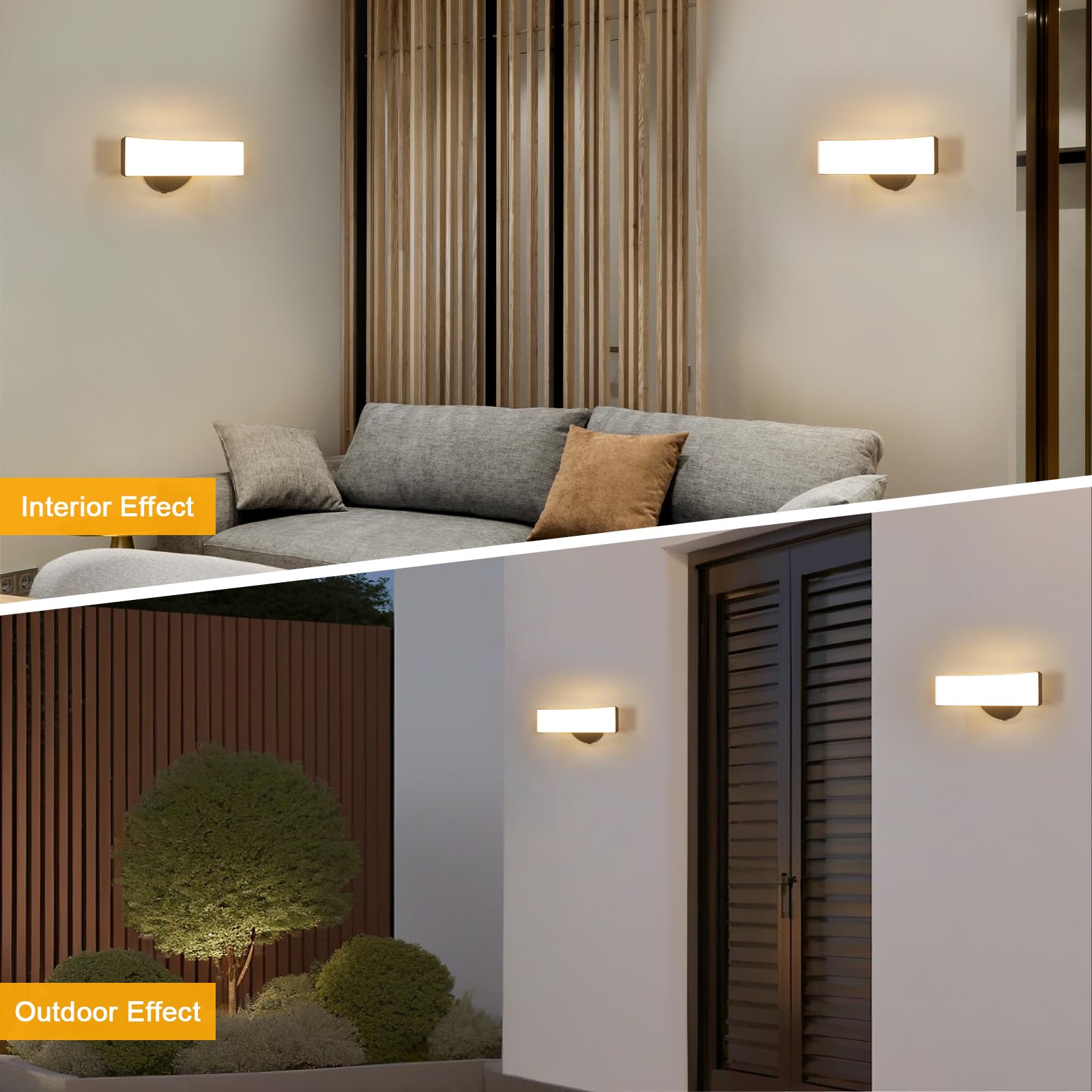 Comely lampada da parete esterna, nero, 17W, IP65, impermeabile, 3000 K, luce calda – moderna luce a LED per giardino, terrazza, ingresso, facciata, 30 x 12 x 11cm, 220V