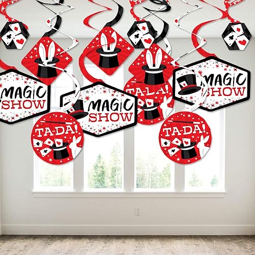Miniatura 3 de Big Dot of Happiness Ta-Da, Magic Show - Decoración mágica para colgar en fiestas de cumpleaños, espirales de decoración de fiesta, juego de 40