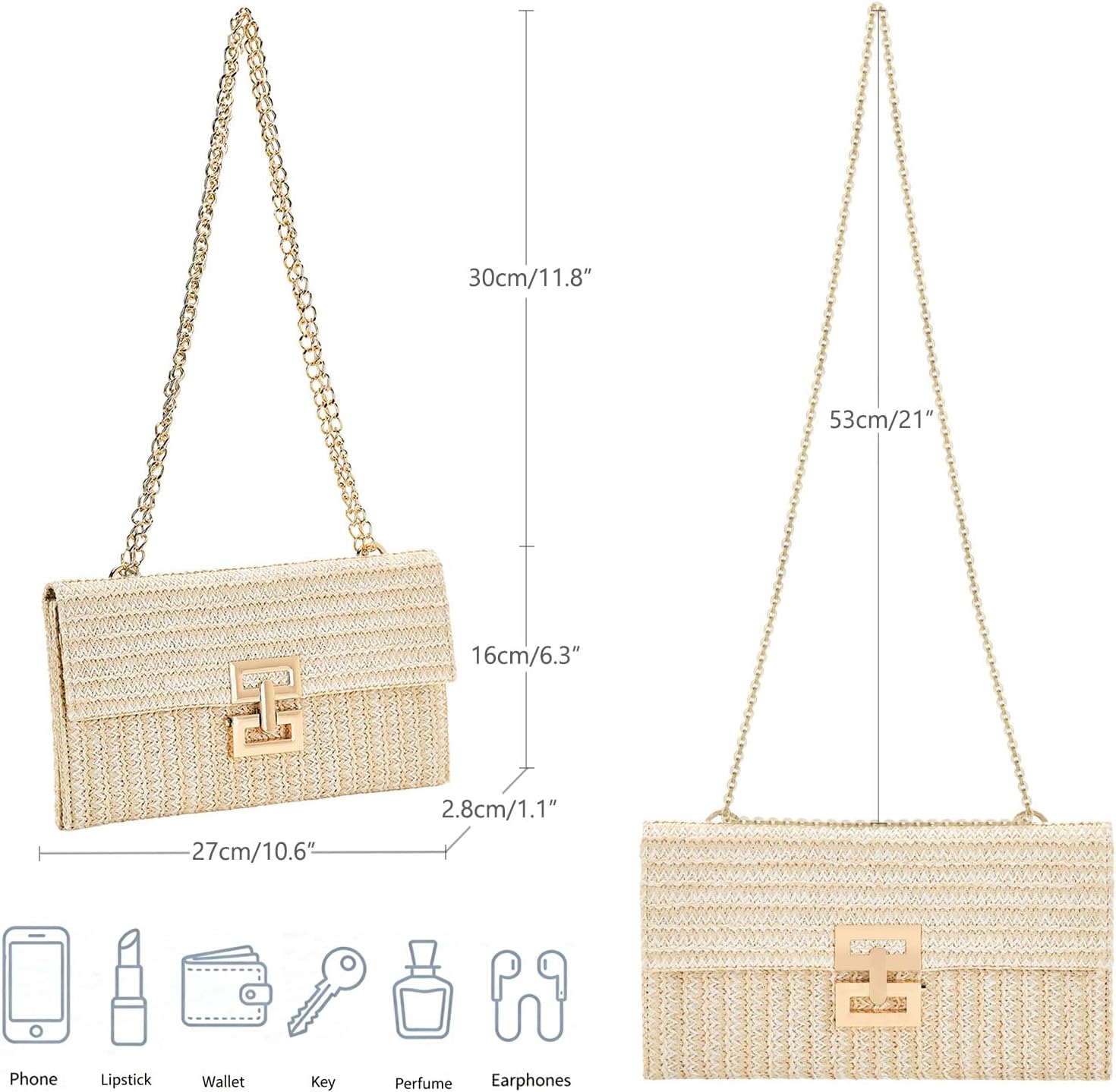 MR Straw Clutch Purse for Women Summer Beach Evening Bag Boho Summer Vacation Clutch Purse