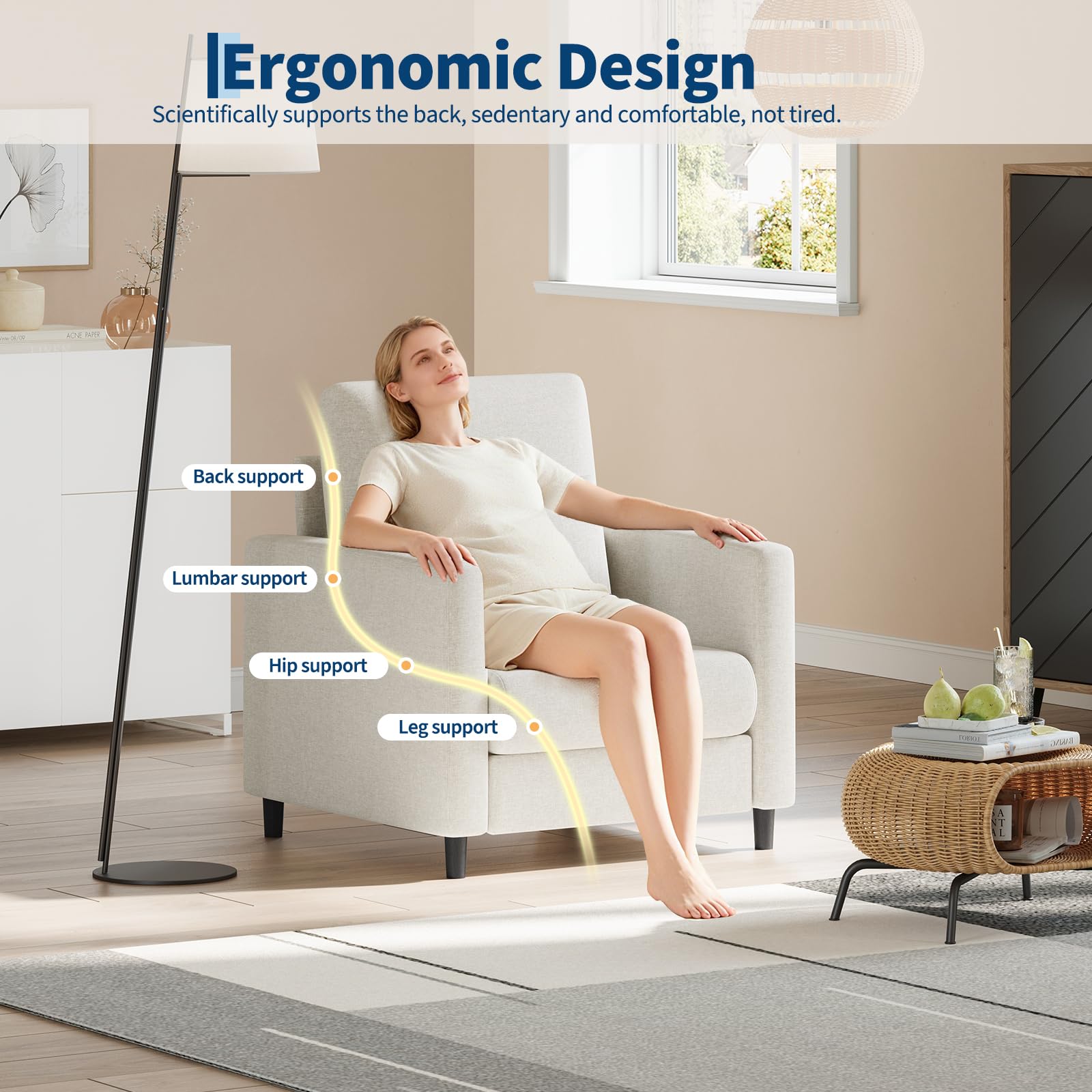 2-Sitzer Sofa & Akzentstuhl Set – Kompaktes & bequemes Design – Polyurethan-Polsterung – Ideal für kleine Räume, Wohnzimmer oder Schlafzimme