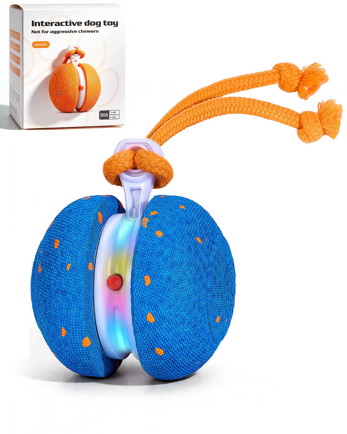 osou Jouet interactif pour chien, balle roulante pour chien avec corde, 2 modes de vitesse, activé par le mouvement, coque en ETPU sans danger pour les animaux de compagnie, jouet à déplacement
