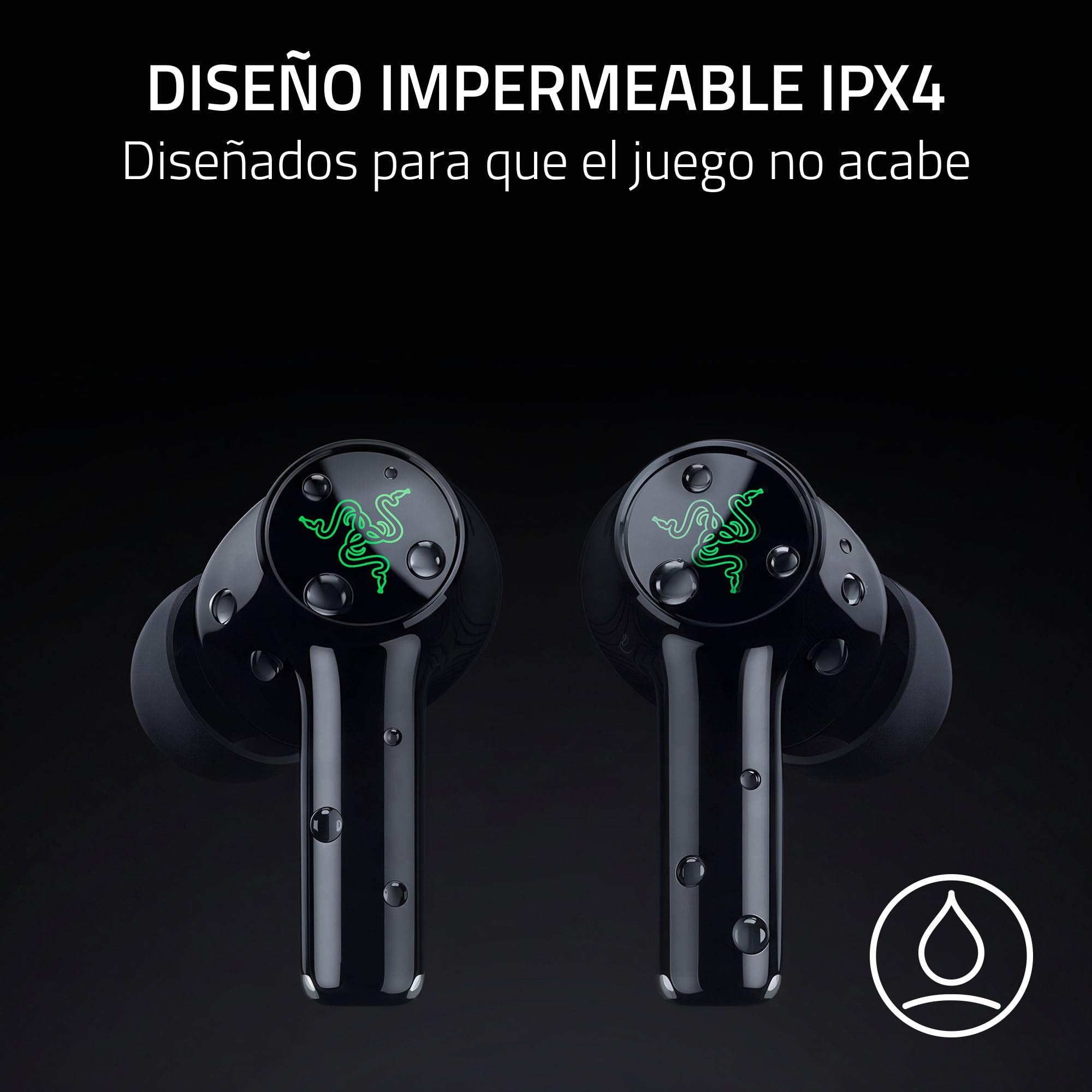 Razer Hammerhead V3 HyperSpeed - Auriculares inalámbricos Gaming multiplataforma - ANC cancelación Activa de Ruido - HyperSpeed Wireless y Bluetooth - Batería 40h - Resistentes al Agua IPX4 | Negro