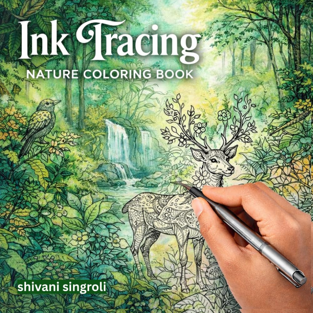 Ink Tracing Nature Coloring Book: Nature escape ink tracing book for adults