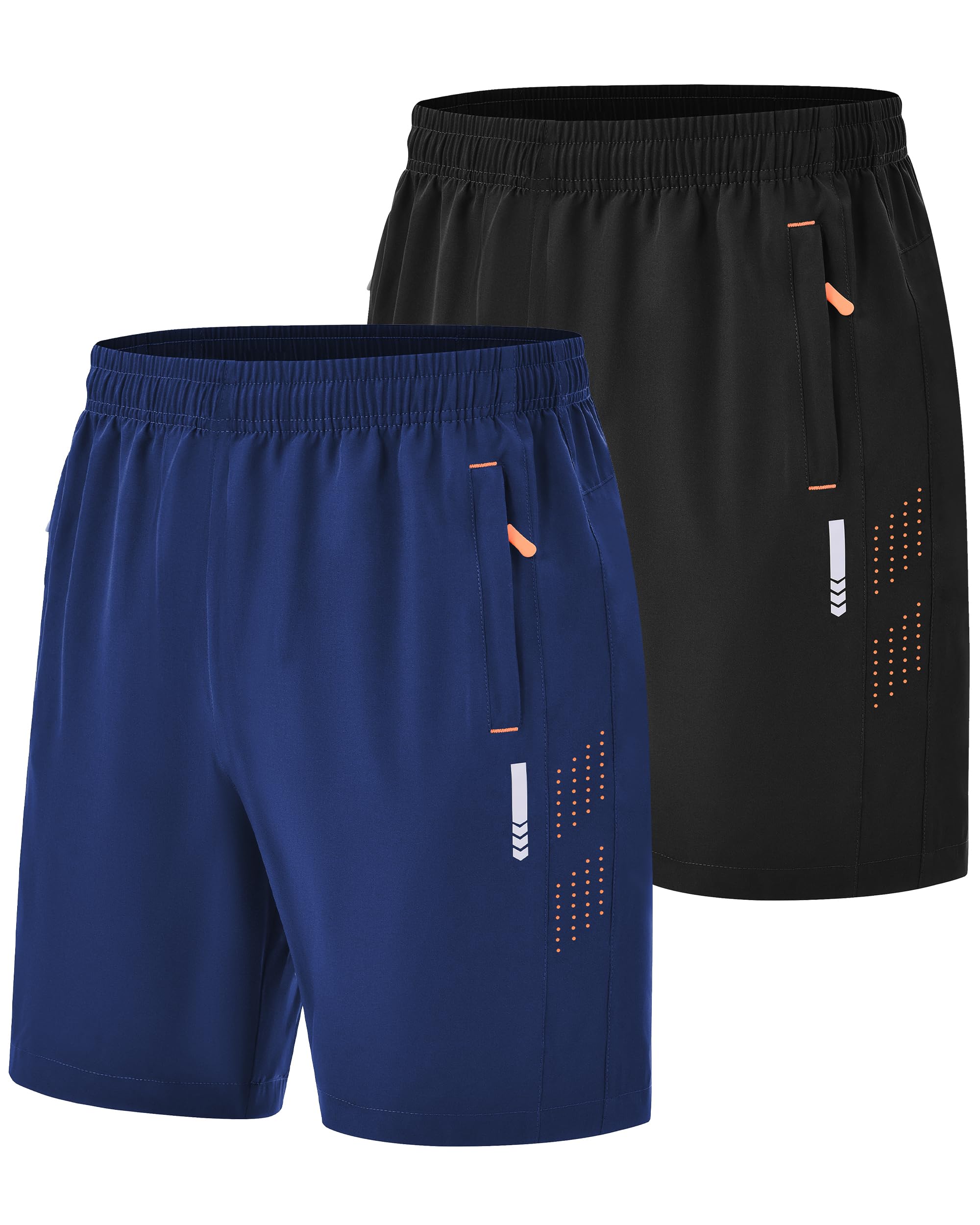 Zoofly Shorts de Sport pour Hommes Shorts de Gym Running Respirant Sec Rapide avec Poches à Fermeture Éclaire Taille Élastique Bande Réfléchissante