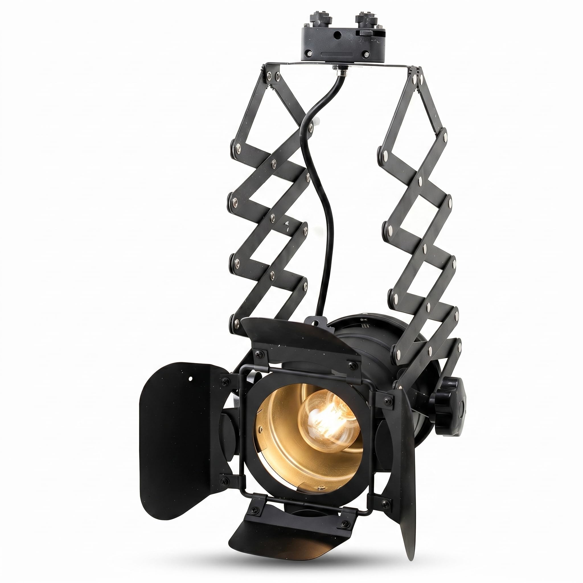 BARCELONA LED Foco de Carril Monofásico E27 Orientable Extensible Cinema Lámpara Estilo Cine Vintage Industrial Aluminio Negro Iluminación Direccional