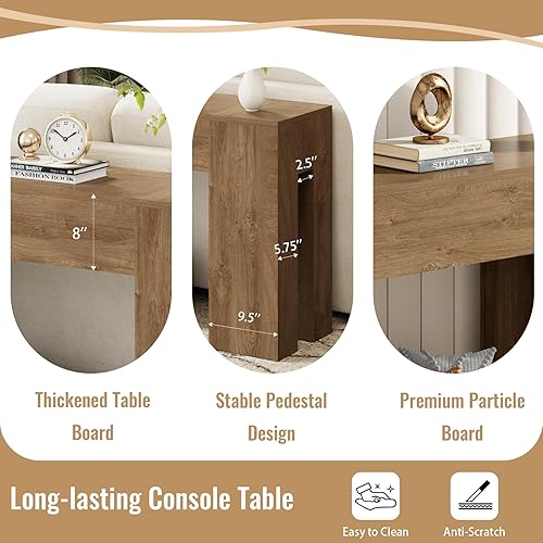 Miniatura 5 de Mesa consola de sofá de 47 pulgadas de largo para entrada, sala de estar, mesa de madera de granja detrás del sofá, consola decorativa rectangular