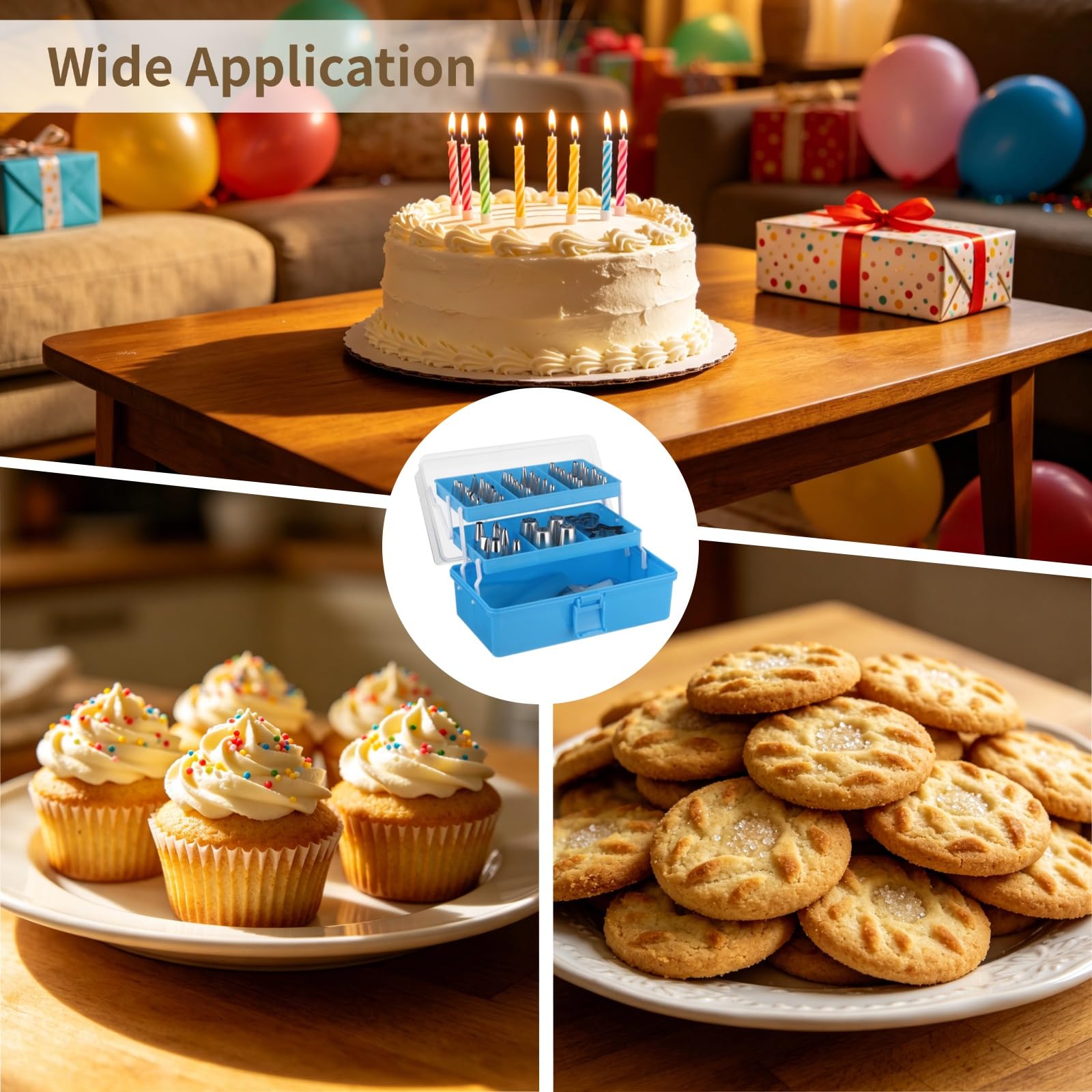 Kit de décoration de gâteau 236 pièces avec boîte de rangement 3 niveaux, outils de pâtisserie avec douilles, poches à douille réutilisables, racloirs et coupleurs pour cupcakes et desserts