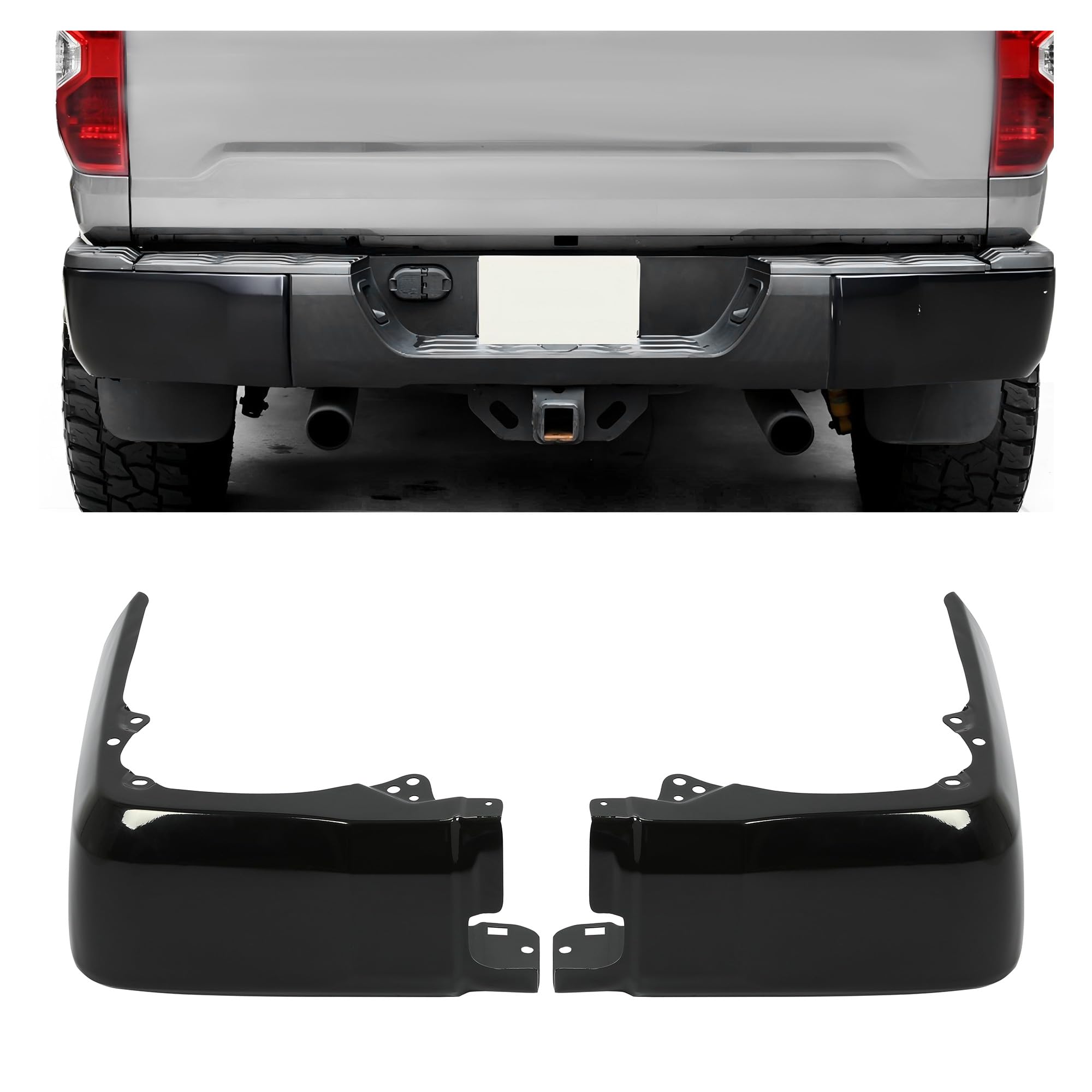 KUAFU Rear Bumper End Caps Covers Compatible with 2014-2021 Toyota Tundra w/o Parking Sensors Holes Replacement for 521520C030 521510C100