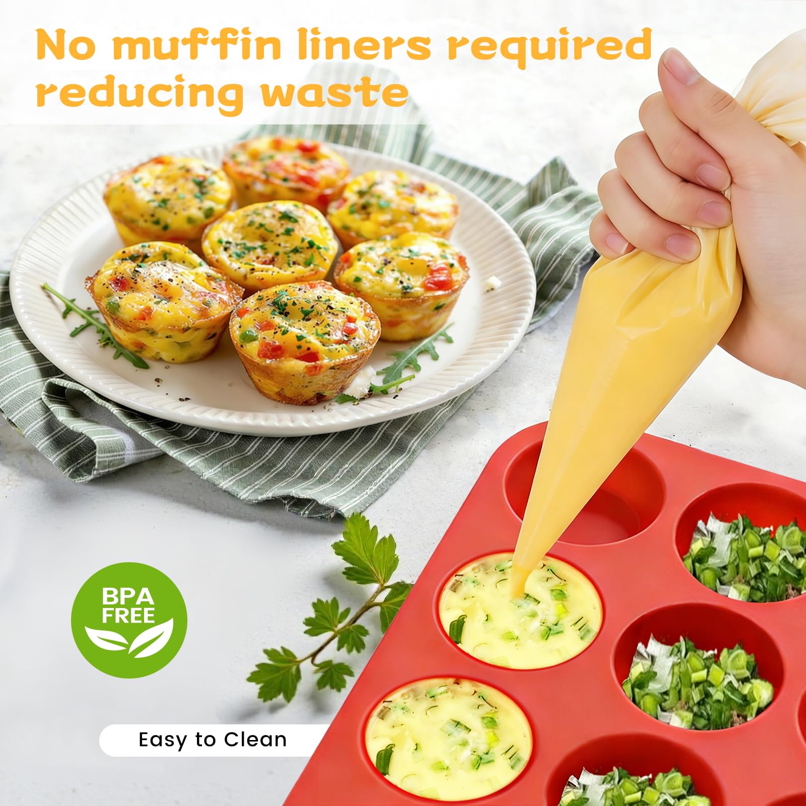 Silicone Muffin Pan - 12 Cup Baking Set -2