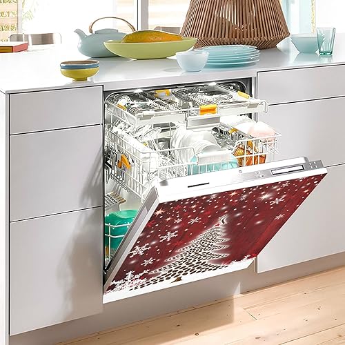 Miniatura 10 de Cubierta magnética para lavavajillas de árbol de Navidad, muñeco de nieve, cubierta de puerta de refrigerador, calcomanía magnética para panel de