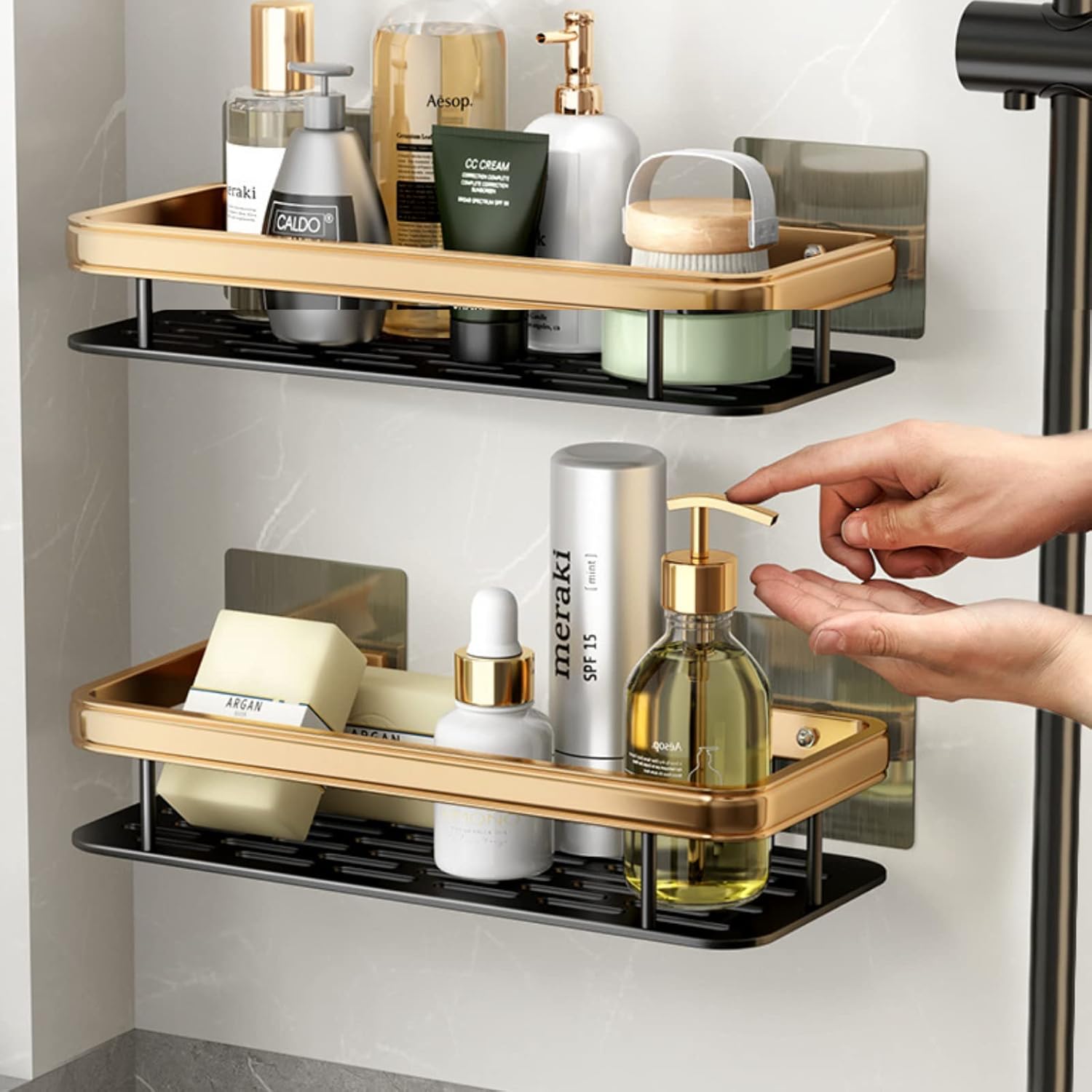 LELYFIT Shower Shelf, 2 Piece Shower Shelf Set, No Drilling Required, SelfAdhesive, Bathroom