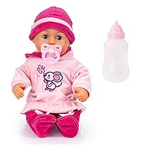 Bayer Design- First Words Baby, Bambola parlante 24 Suoni, 38cm, Colore Rosa, Topo, 93824BD
