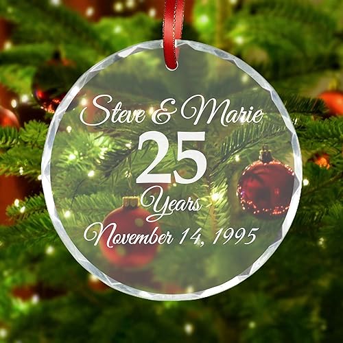 Miniatura 8 de Adornos de Navidad personalizados decoración de Navidad, adorno de cristal de cristal, adorno de Navidad de año de boda, decoración personalizada de