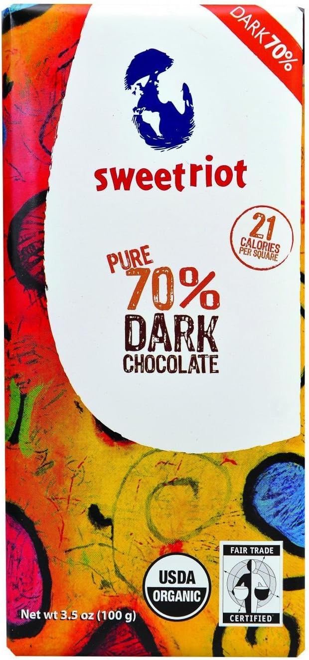Sweetriot B05145 Sweetriot 70 percent Dark Chocolate Bar - 12x3.5 Oz
