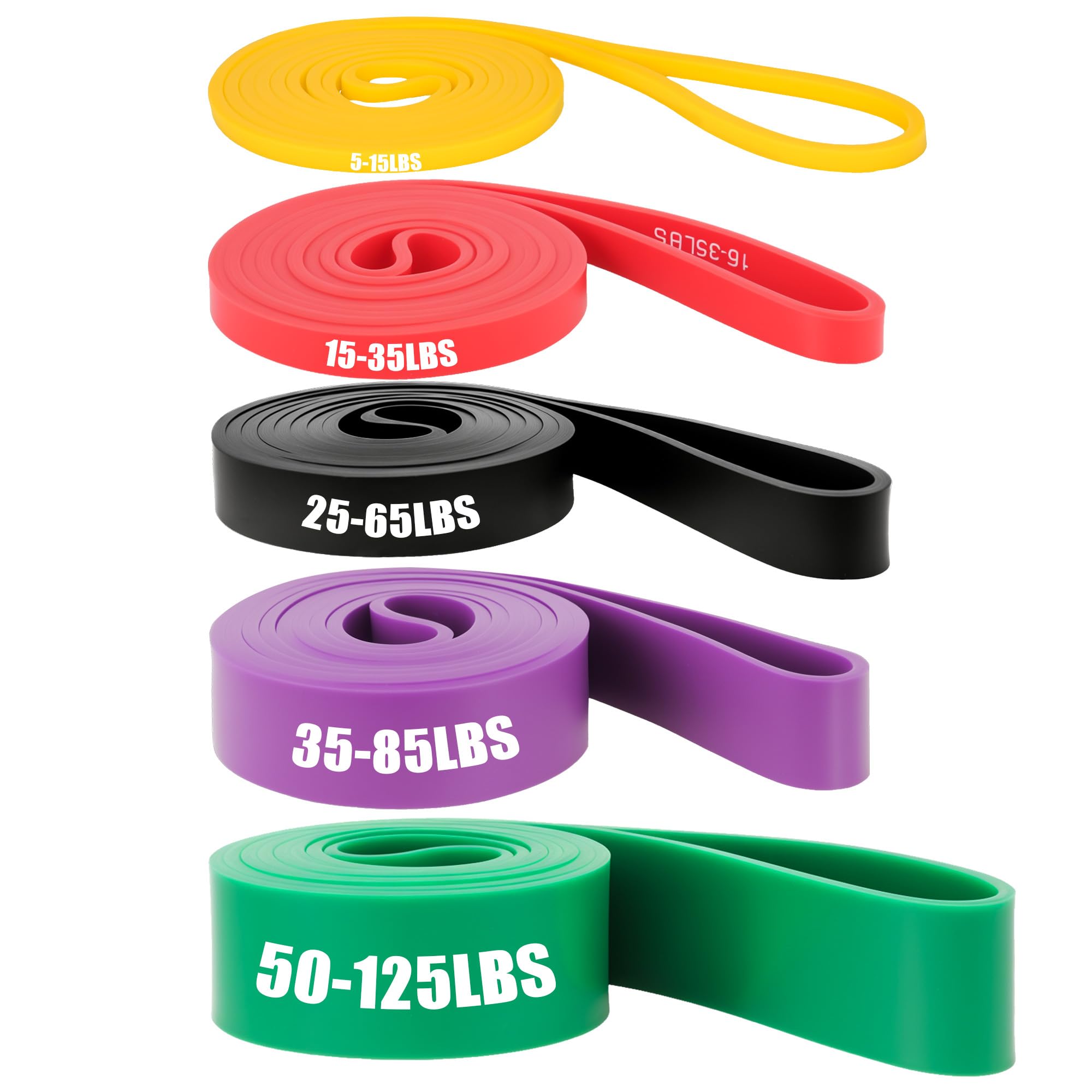 Skin-Friendly Resistance Fitness Exercise Bands 5-125 lbs Heavy Duty Pull Up Assist Bands Gym Yoga Physical Therapy Bench