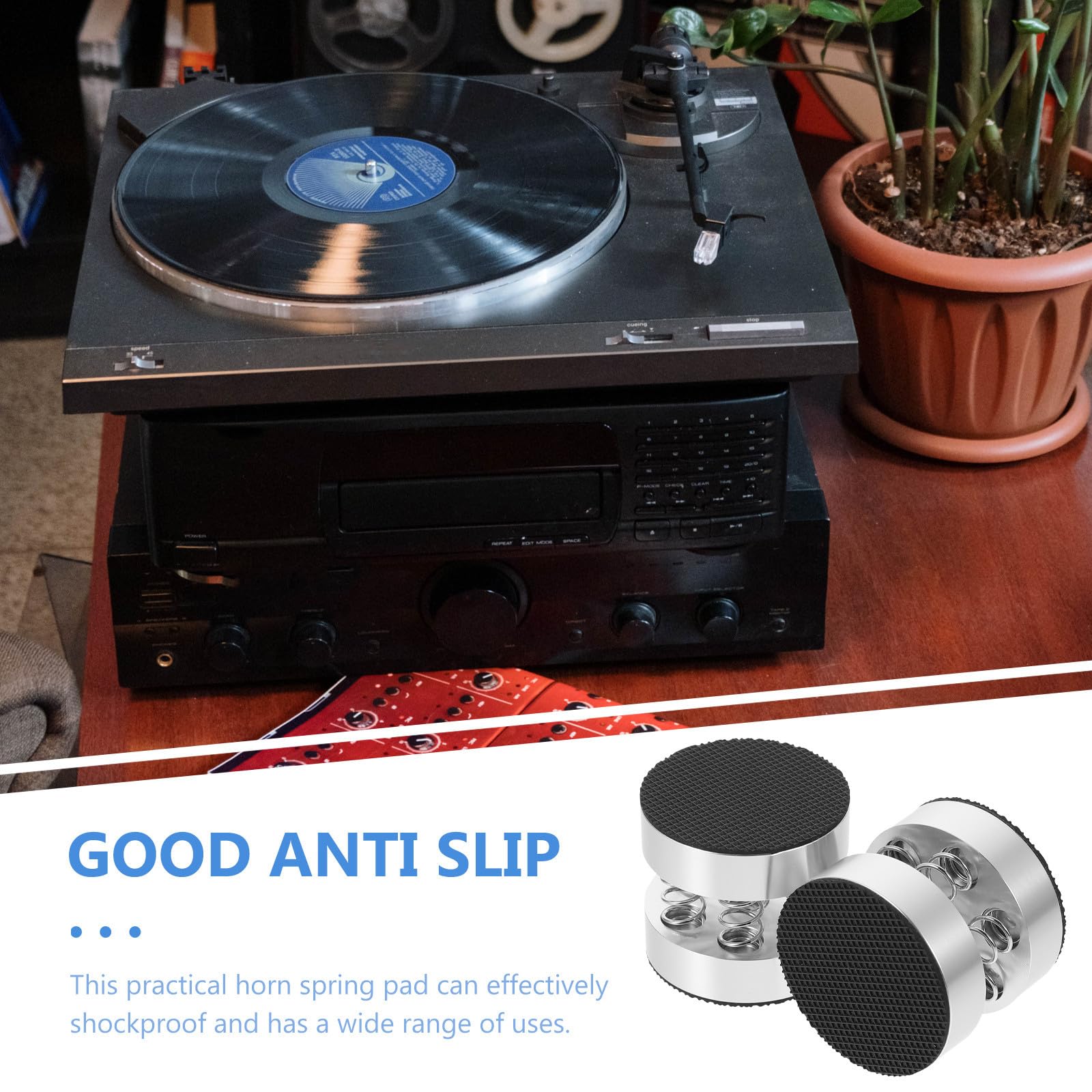 Ciieeo 4 Pezzi Cuscinetti a Molla per Altoparlanti Hifi Antiscivolo e Ammortizzanti in Lega di Alluminio e Gomma per Smart Speaker da Casa e Scrivania