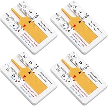 4 Piece Tread Depth Gauge, Tread Depth Measuring Range 0-20 mm, Adjustable Depth Measuring Tool for Motorcycle Compartment (Orange)