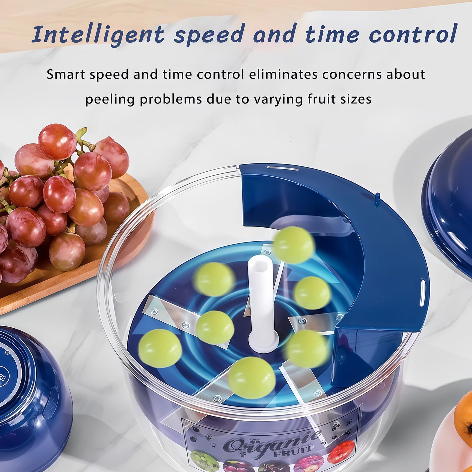 Éplucheur de fruits électrique, 50 W, 5 lames, batterie 1300 mAh, épluchage automatique en 25 secondes, matériaux de qualité alimentaire, gadget de cuisine facile à utiliser
