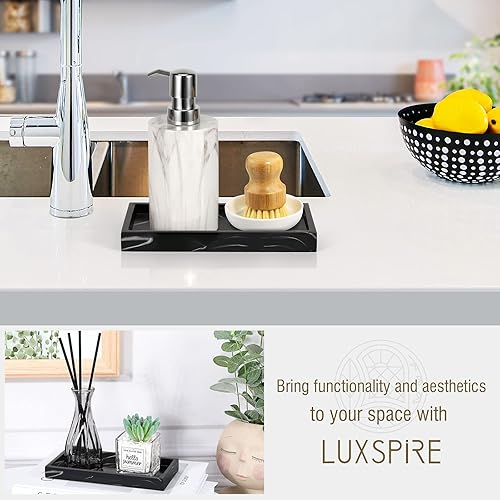 Miniatura 48 de Luxspire Bandeja de tocador de baño, tocador de resina, anillo de joyería, tanque de almacenamiento, fregadero de cocina, encimera, organizador