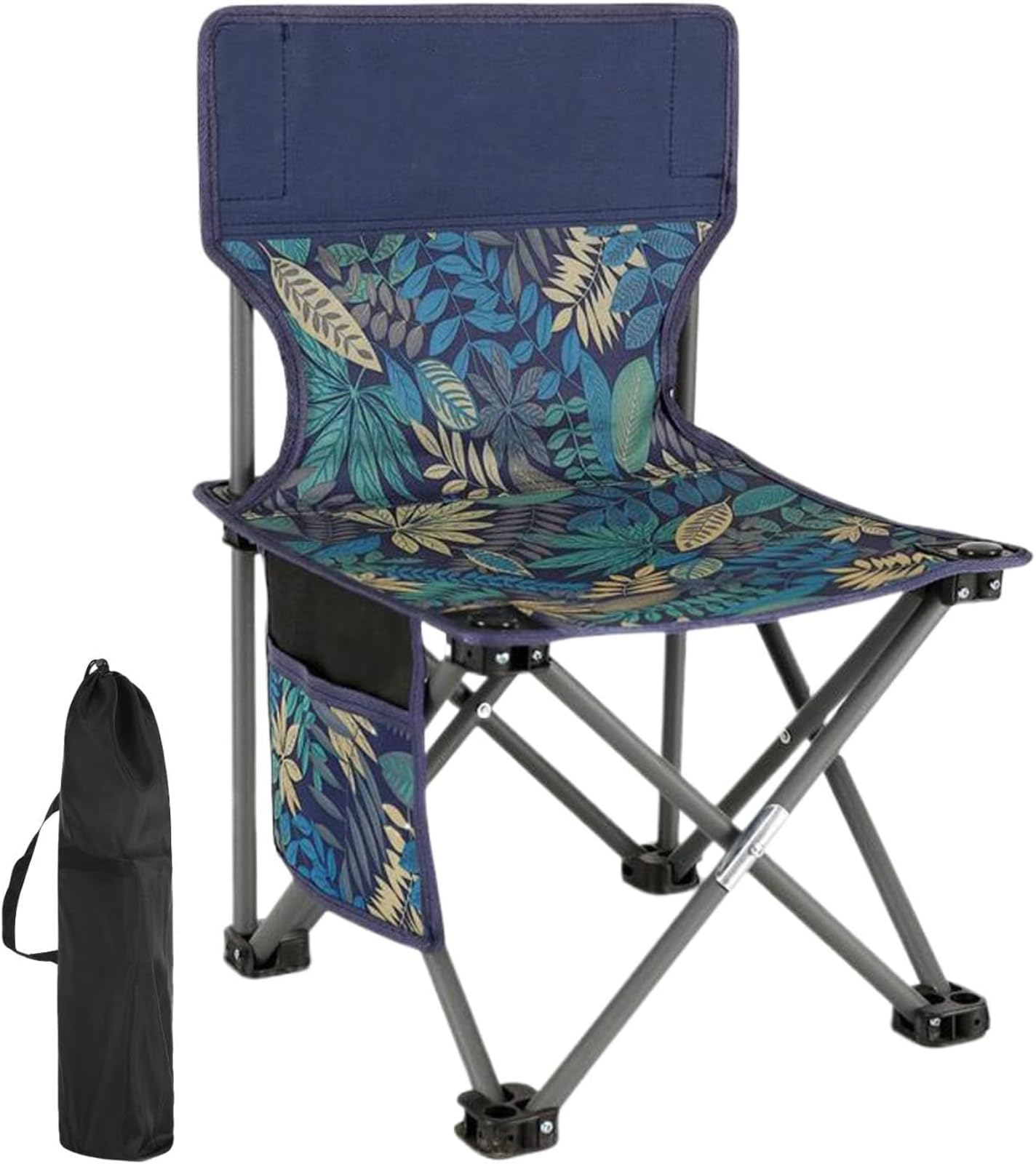 Chaise de camping pliable et portable avec poches de rangement latérales