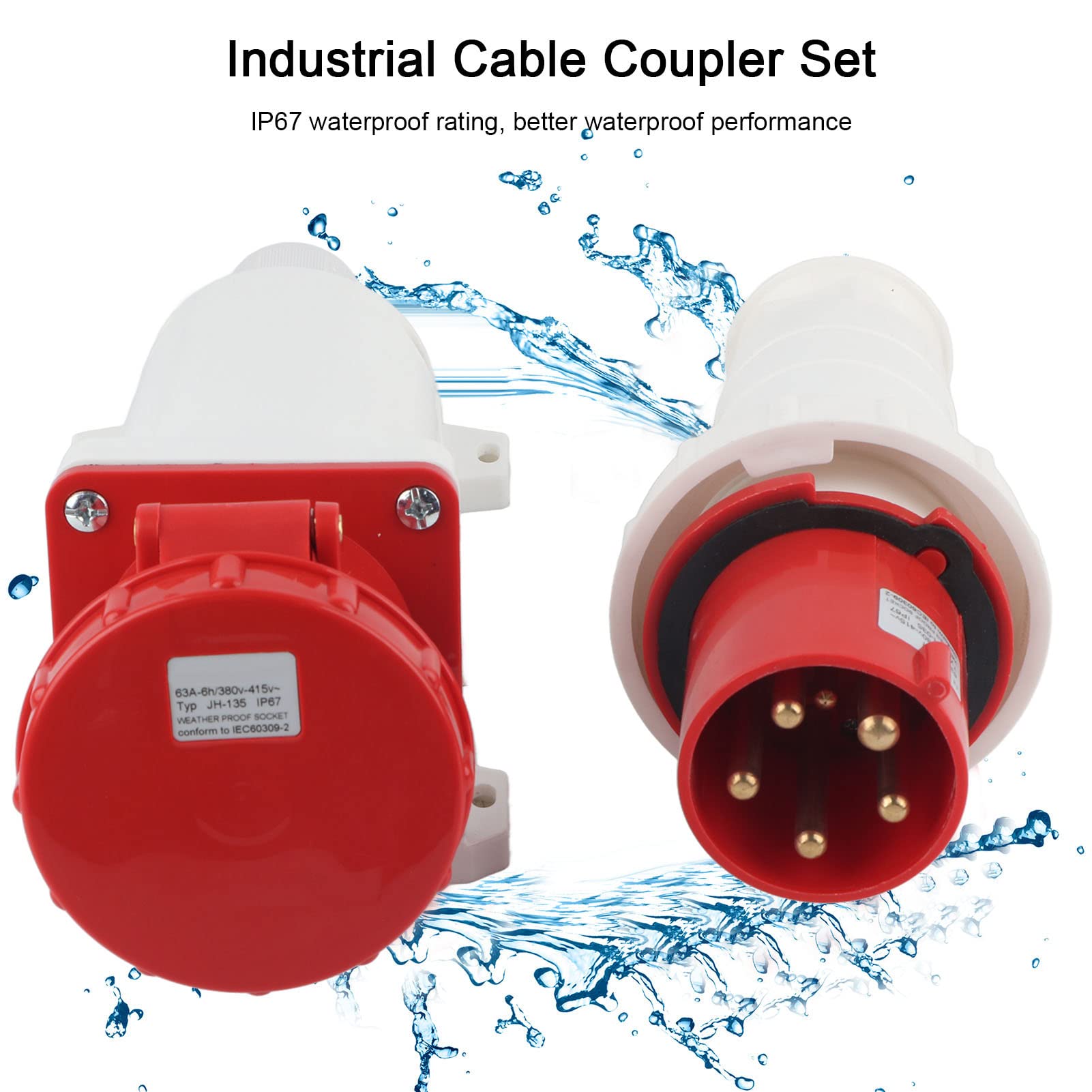 380-415V 63A 5Pin Spina per Aviazione Industriale + Presa Aperta 3P + N + E Connettore per Presa Impermeabile IP67 per Esterno