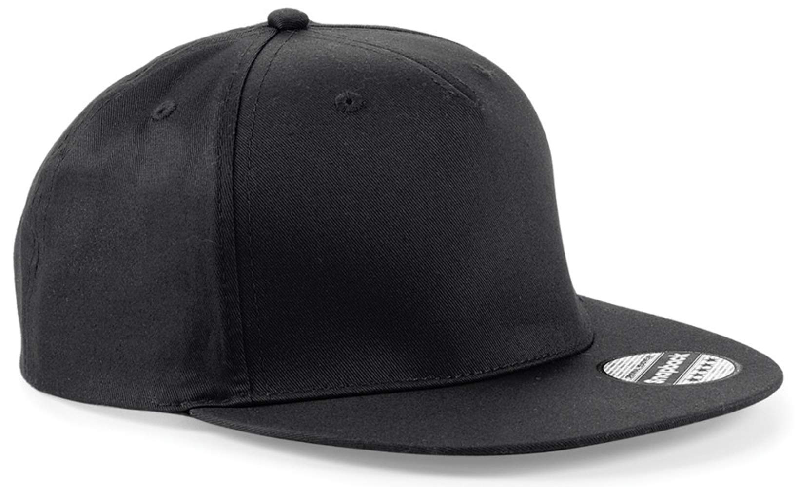 WM SPORTS Personalised Snapback Rapper Baseball Caps Customised Rapper Adults Cap Printed Hip Hop Caps/Hats with Text/Name or Logo or Plain (Black)