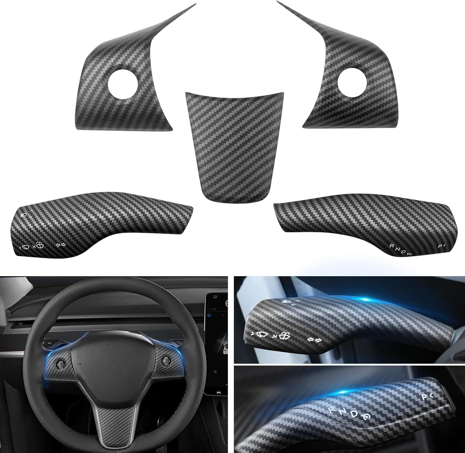 carbon fiber trim for tesla model 3 and model y steering wheel