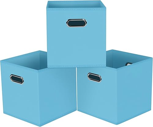 Vista 112 de Cubos de almacenamiento plegables negros, caja de almacenamiento de tela, cestas organizadoras con asas dobles para organizador del hogar