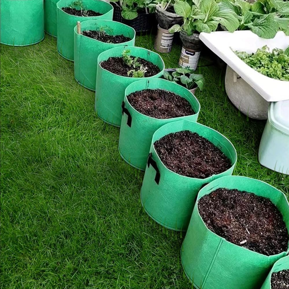 10 sacchetti per la coltivazione di pomodori, in tessuto, da 5 galloni, per verdure, pomodori, fiori, patate, carote, pomodori, cetrioli (YL)