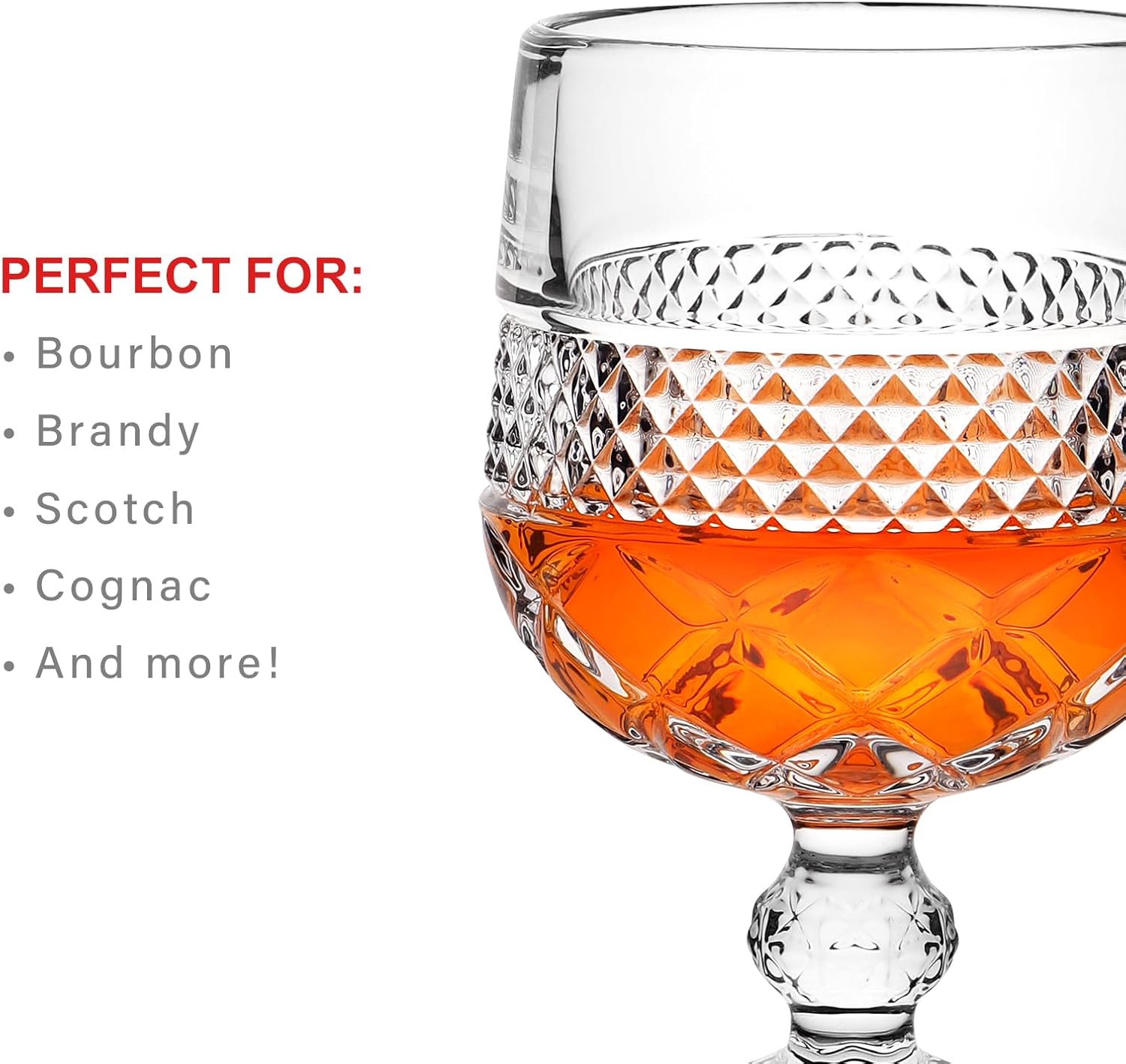 Cognac & Brandy Crystal Small Glasses Snifter, Set of 4 - Handcrafted - 100% Lead-Free Crystal Glass - Great for Spirits Drinks - 8.5-ounce