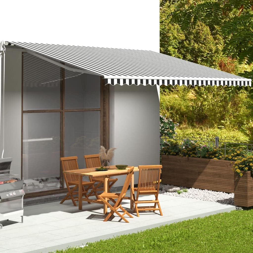 Leasha Toile de Rechange Store Banne avec Lambrequin, Toile Tissu de Remplacement pour Auvent 480x345 cm Anthracite et Blanc