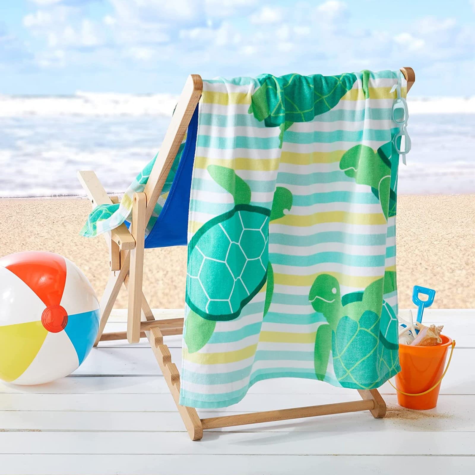 Stillshine Serviettes De Plage Serviette De Bain Pour Les Enfants Garçons Et Filles,Séchage Rapide, Microfibre, 3D Ocean Dolphin, Tortue, Poisson 70x150CM, Multicolore (E