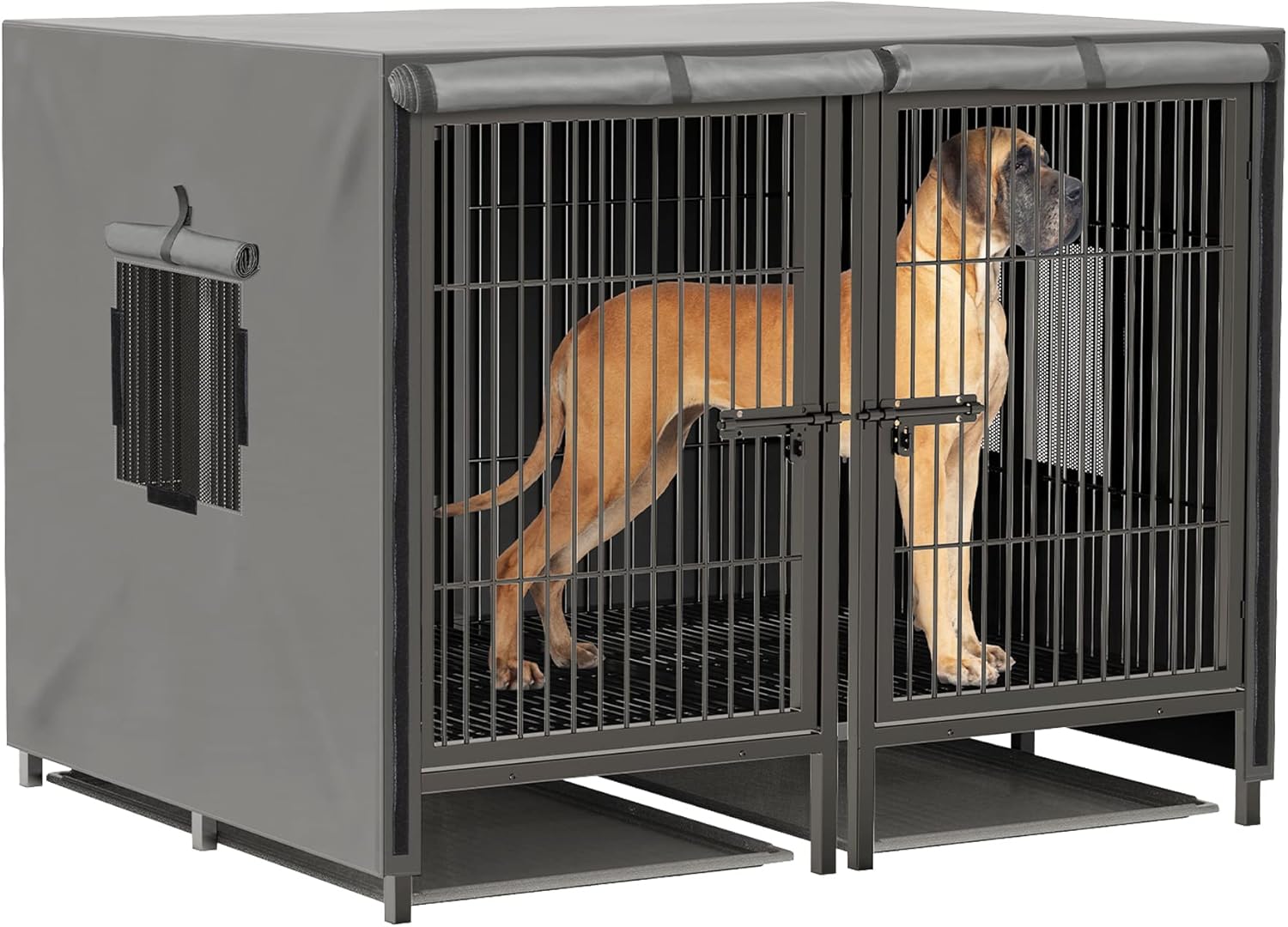 BingoPaw Heavy Duty Dog Crate 52Inch XXL Pet Indoor Outdoor Crates with Metal