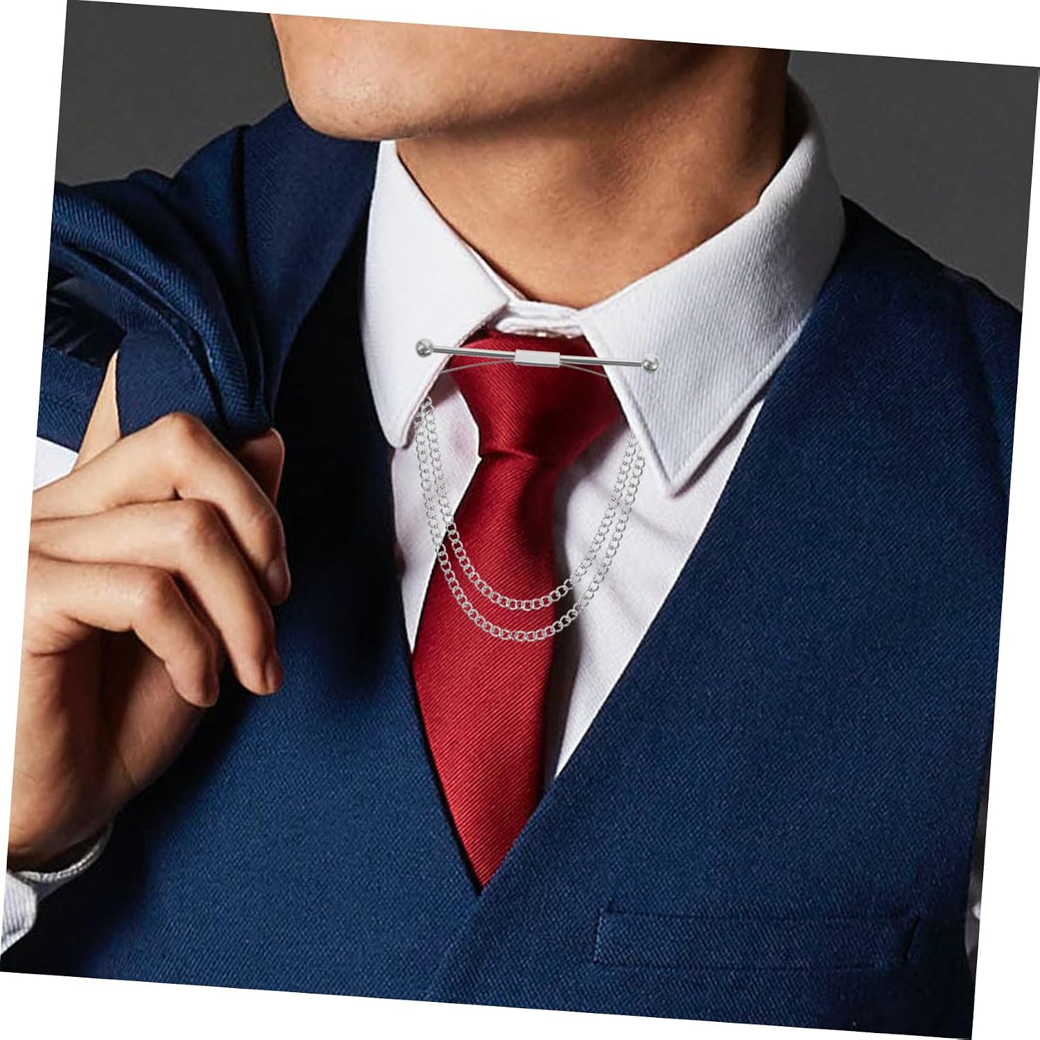 Collar Pin with Chain for Men Elegant Necktie Suit Accessory Shirt Collar Stay Fixer for Business Special Occasions Lightweight Design