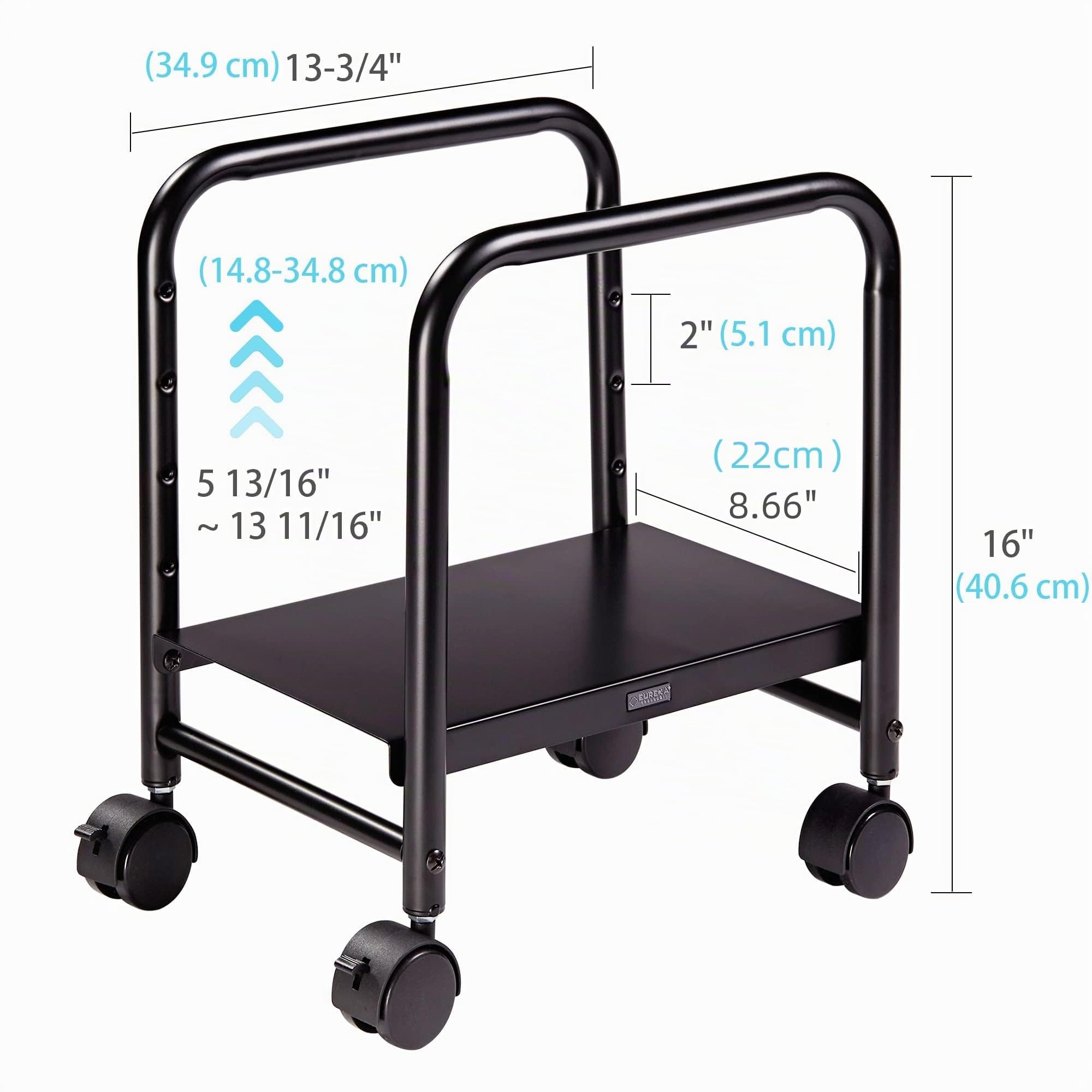 EUREKA ERGONOMIC Altezza Regolabile Torre Del Computer Stand, Acciaio Nero Case CPU Supporto Mobile Rotolo Carrello con Ruote, PC Gaming Computer Desk Accessori