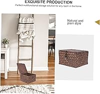 Vista 7 de 2 piezas de baño tejido de mimbre para el hogar, rectangular, con cubiertas, soporte para escritorio, dormitorio, armarios, picnic, lavandería