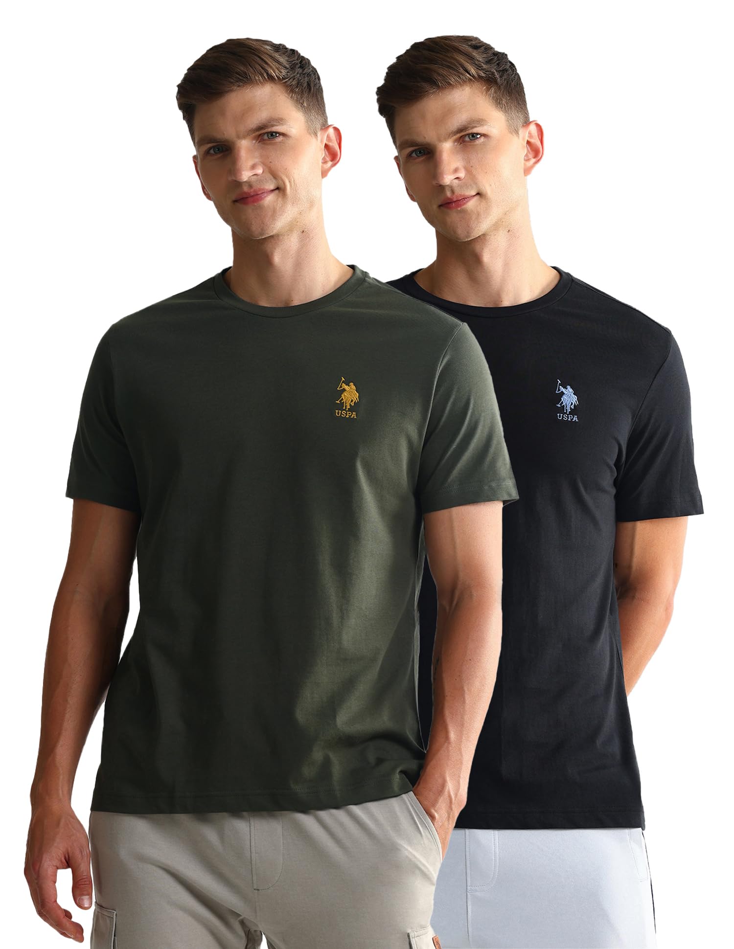 u.s. polo assn. Men's Cotton Regular Fit Crew Neck Embroidered Logo I633 Lounge T-Shirt - Pack of 2-picture-24