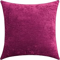 Vista 16 de Jeneoo - Fundas de almohada decorativas rojas brillantes de chenilla suave, fundas de cojín cómodas y sólidas para sofá de sala de estar
