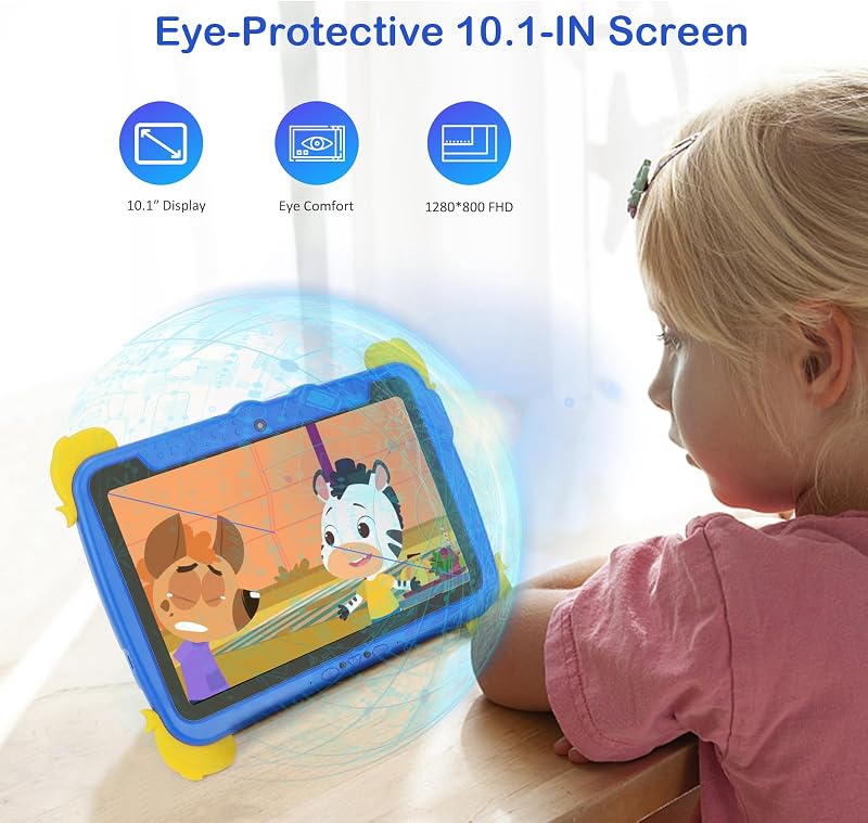C idea 10.1" HD Gyermek Tablet Android 13, 6000mAh, 3-12 év, Oktatási Tanulótablet Kék