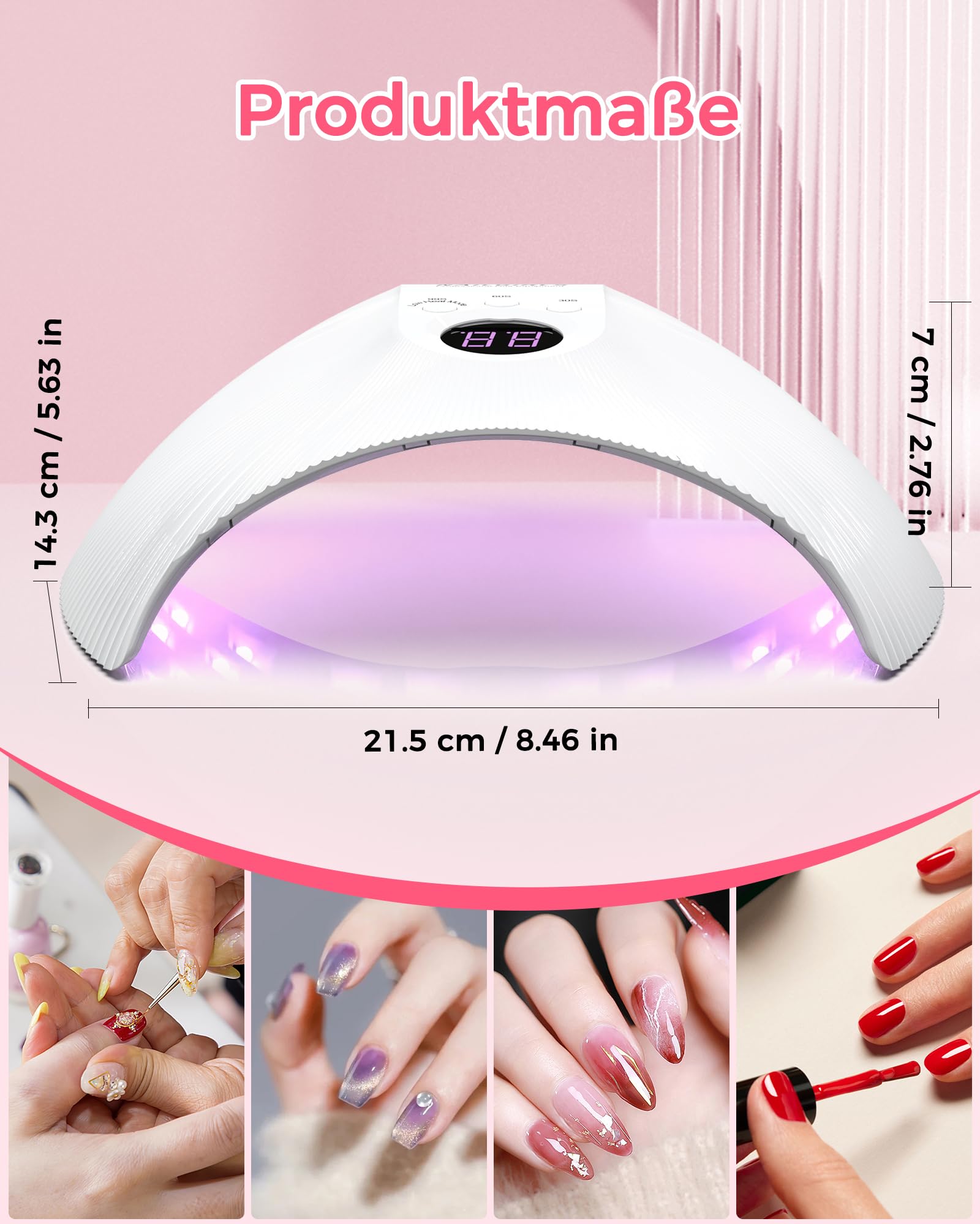 NAILGIRLS 75W Nagellampe für Gelnägel, UV LED Lampe Nägel, 30/60/99s Timer, Auto-Sensor und LCD-Display, UV Lampe für Gelnägel, Nageltrockner, für Zuhause und Salon, Geschenk für Frauen